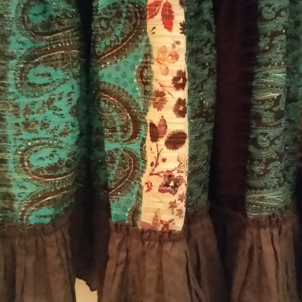 Denim And Brown Patchwork Skirt - image 3